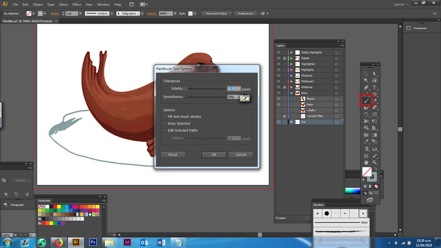 Changing smoothness and fidelity in Adobe Illustrator